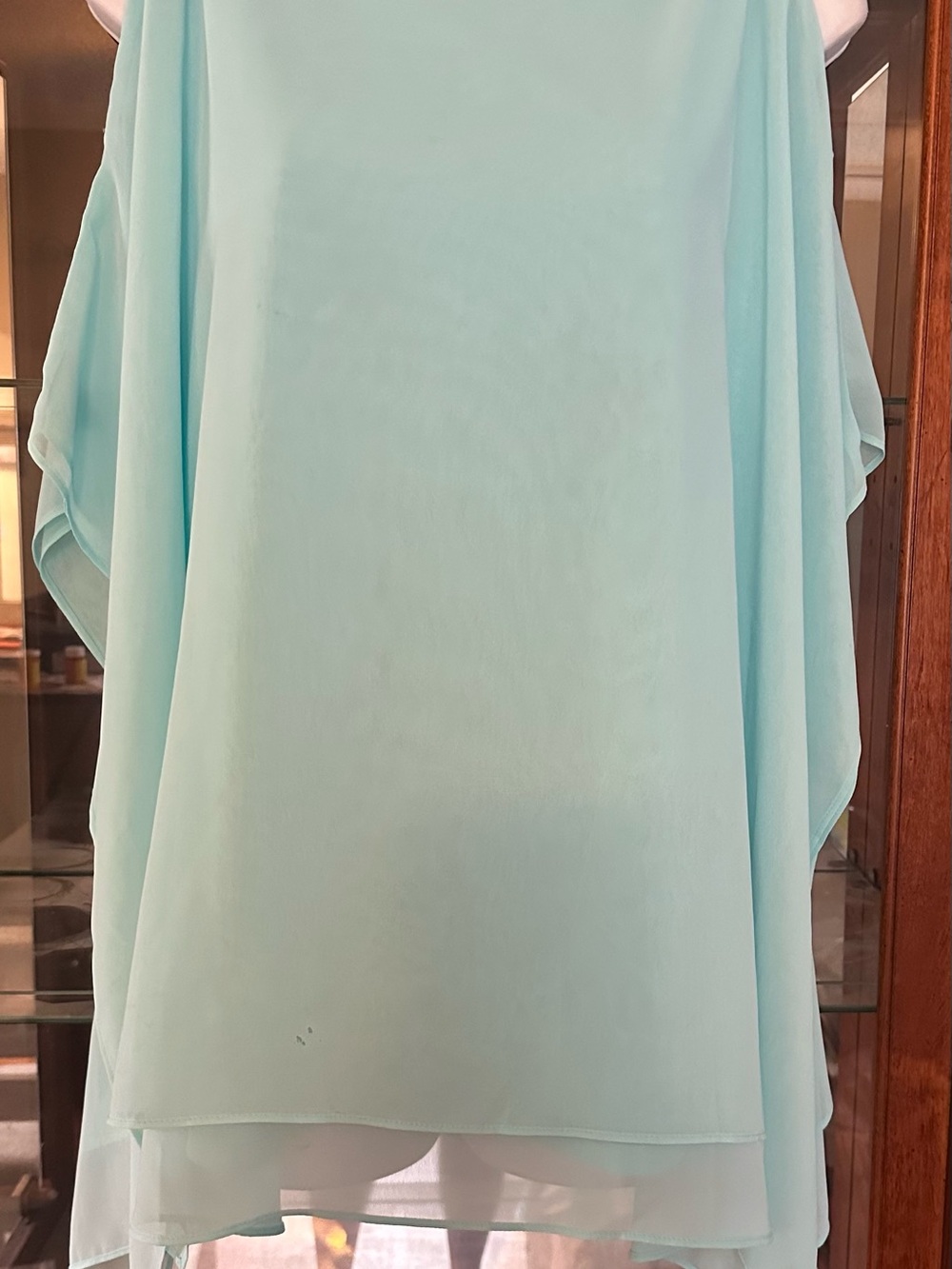 JM Collection Light Aqua Layered Chiffon Tunic